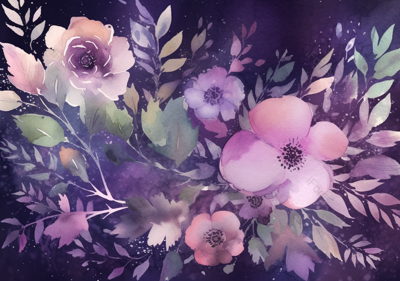 水彩晕染花卉植物卡通背景,插画/手绘图,插画/手绘图库,插画/手绘图下载,插画/手绘